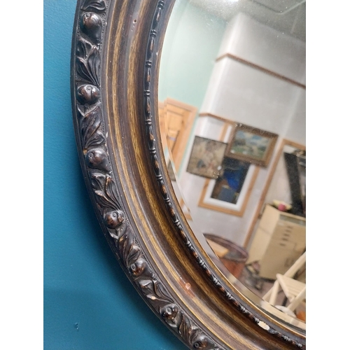 572 - Edwardian oval painted wall mirror. {56 cm H x 59 cm W}.