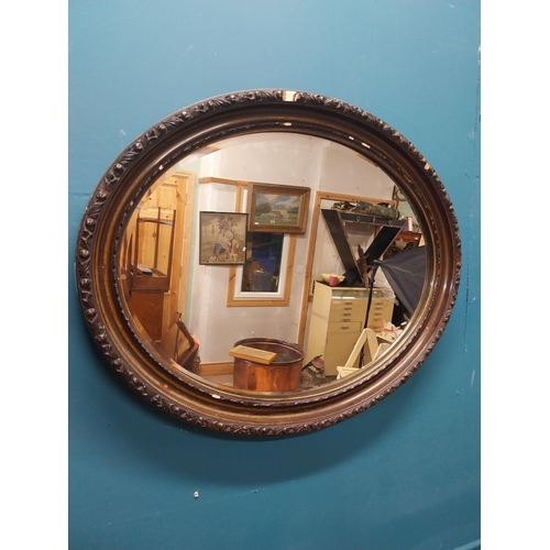 572 - Edwardian oval painted wall mirror. {56 cm H x 59 cm W}.