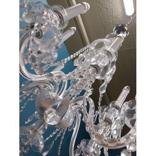 578 - Irish cut crystal ten branch chandelier. {120 cm H x 70 cm Dia.}.