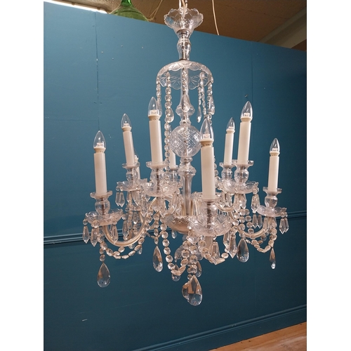 578 - Irish cut crystal ten branch chandelier. {120 cm H x 70 cm Dia.}.