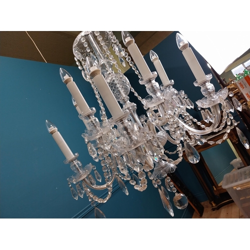 578 - Irish cut crystal ten branch chandelier. {120 cm H x 70 cm Dia.}.