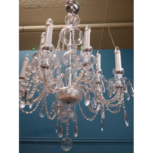 578 - Irish cut crystal ten branch chandelier. {120 cm H x 70 cm Dia.}.