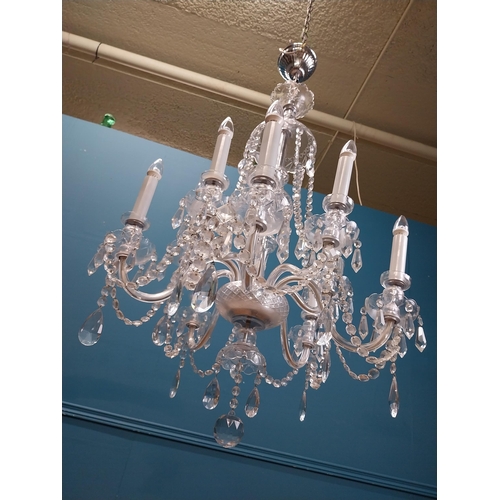 578 - Irish cut crystal ten branch chandelier. {120 cm H x 70 cm Dia.}.