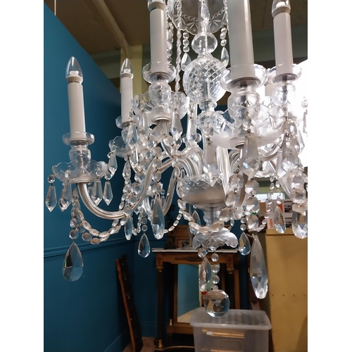 578 - Irish cut crystal ten branch chandelier. {120 cm H x 70 cm Dia.}.