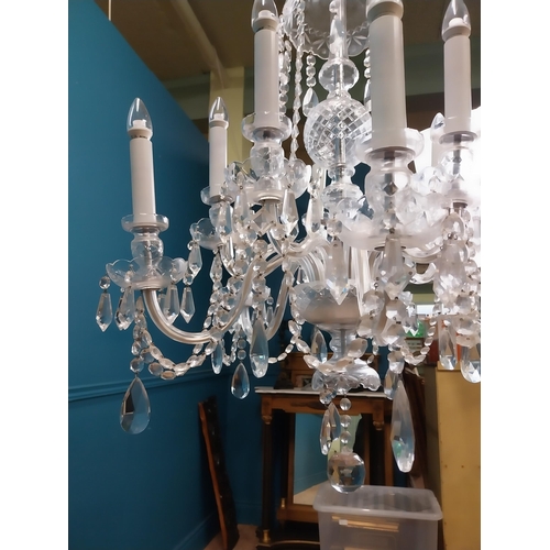 578 - Irish cut crystal ten branch chandelier. {120 cm H x 70 cm Dia.}.