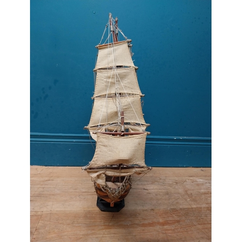 582 - Wooden model of Sfelife Galleon mounted on base. {56 cm H x 48 cm W x 17 cm D].