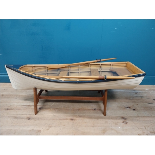 589 - Unusual coffee table in the form of a Boat. {40 cm H x 142 cm W  x 70 cm D}.