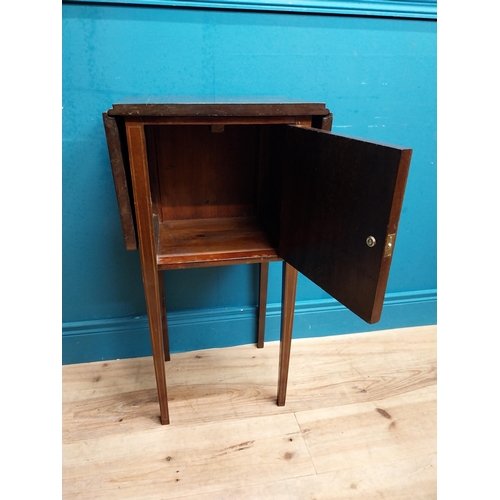 594 - Edwardian mahogany drop leaf bedside cabinet with single door. {{79 cm H x 42 cm W x 30 cm D}