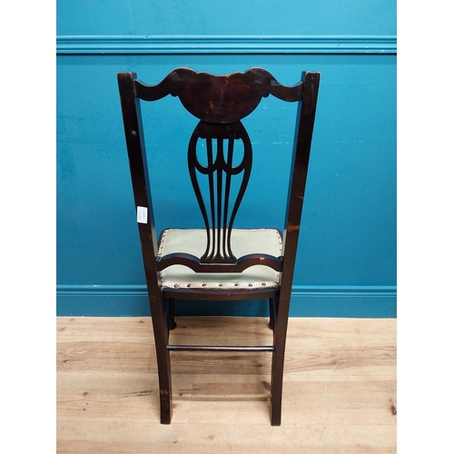 595 - Set of three Art Nouveau mahogany and upholstered chairs and open armchair. Chairs {94 cm H x 42 cm ... 