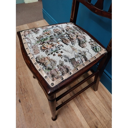 597 - Pair of Edwardian mahogany and upholstered side chairs. {98 cm H x 44 cm W x 40 cm D}.