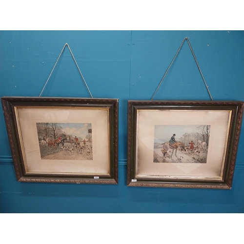 600 - Pair of 19th C. coloured hunting prints mounted in painted frames. The Opening Day and The Brush  by... 