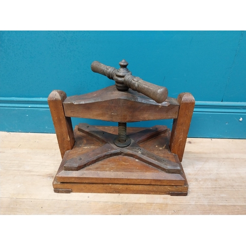 602 - Early 20th C. wooden book press. {34 cm H x 40 cm  W x 24 cm D}.