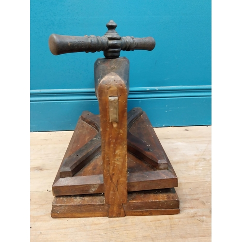 602 - Early 20th C. wooden book press. {34 cm H x 40 cm  W x 24 cm D}.