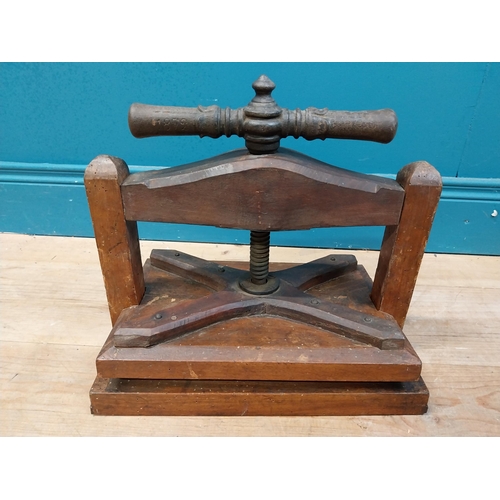 602 - Early 20th C. wooden book press. {34 cm H x 40 cm  W x 24 cm D}.