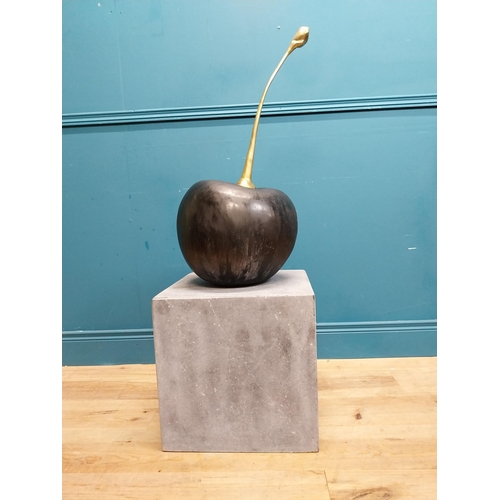 631 - Exceptional quality bronze sculpture of a Cherry on slate base. {112 cm H x 40 cm W x 40 cm D} inclu... 