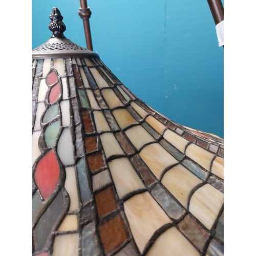 633 - Good quality leaded glass hanging lantern in the Victorian style. {90 cm H x 45 cm W x 45 cm D}.