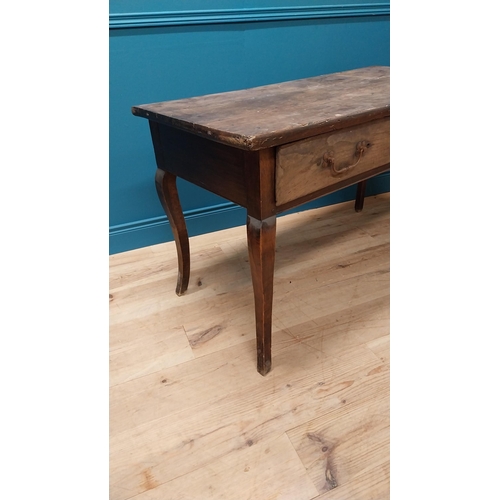 640 - 19th C. French walnut side table with two drawers raised on cabriole legs {76 cm H x 128 cm W x 62 c... 