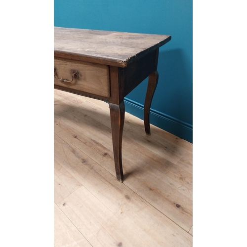 640 - 19th C. French walnut side table with two drawers raised on cabriole legs {76 cm H x 128 cm W x 62 c... 