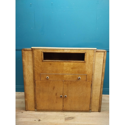 648 - Art Deco bird's eye maple cocktail cabinet and bar. {103 cm H x 125 cm W x 55 cm D} {205 cm W when o... 