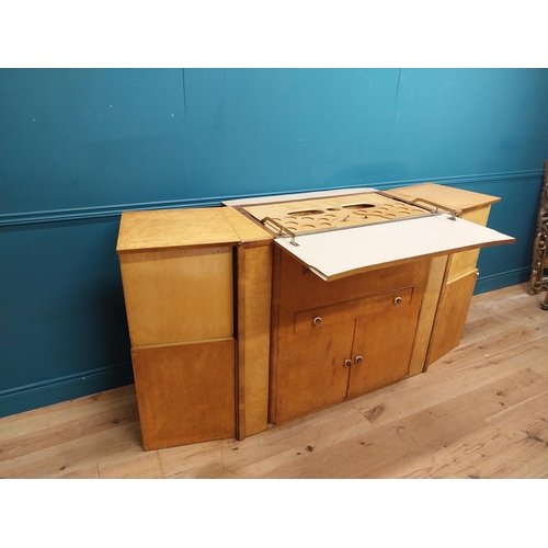 648 - Art Deco bird's eye maple cocktail cabinet and bar. {103 cm H x 125 cm W x 55 cm D} {205 cm W when o... 