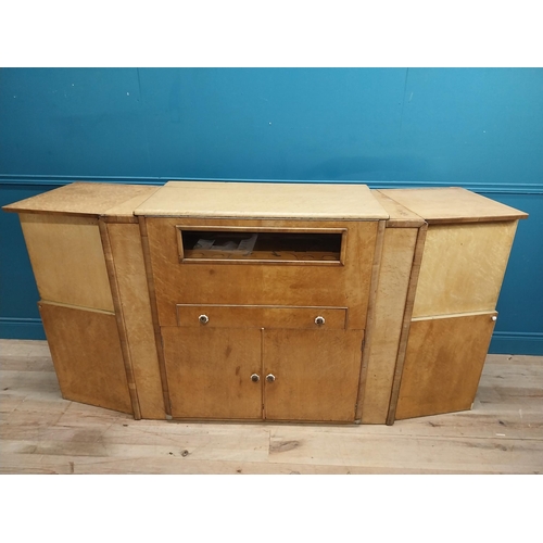 648 - Art Deco bird's eye maple cocktail cabinet and bar. {103 cm H x 125 cm W x 55 cm D} {205 cm W when o... 