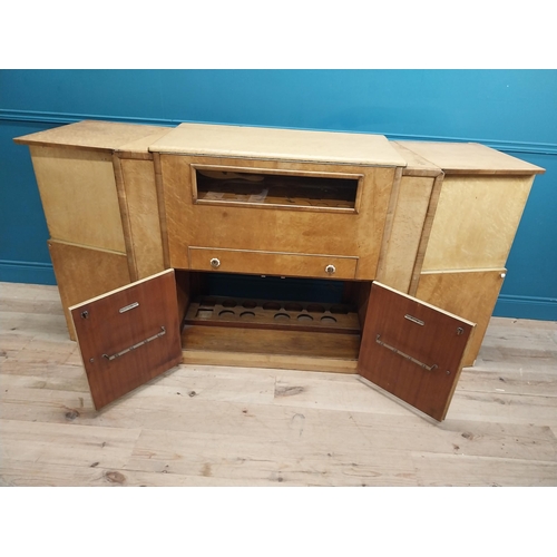 648 - Art Deco bird's eye maple cocktail cabinet and bar. {103 cm H x 125 cm W x 55 cm D} {205 cm W when o... 