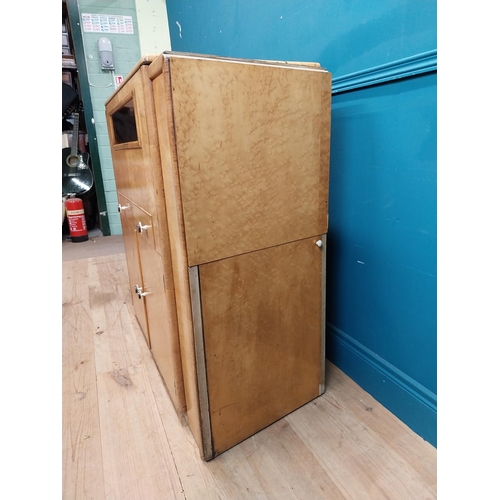 648 - Art Deco bird's eye maple cocktail cabinet and bar. {103 cm H x 125 cm W x 55 cm D} {205 cm W when o... 