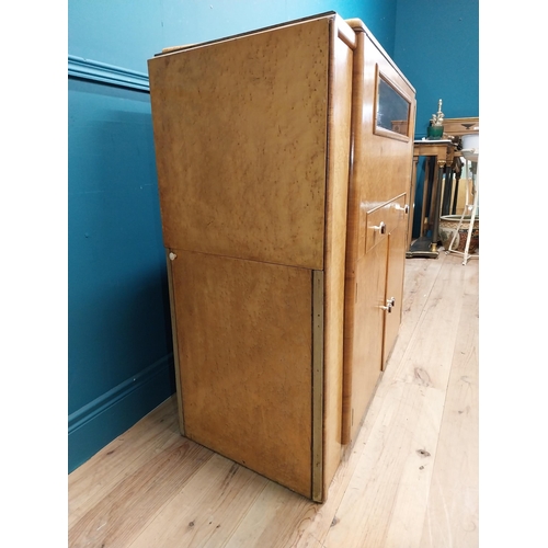 648 - Art Deco bird's eye maple cocktail cabinet and bar. {103 cm H x 125 cm W x 55 cm D} {205 cm W when o... 