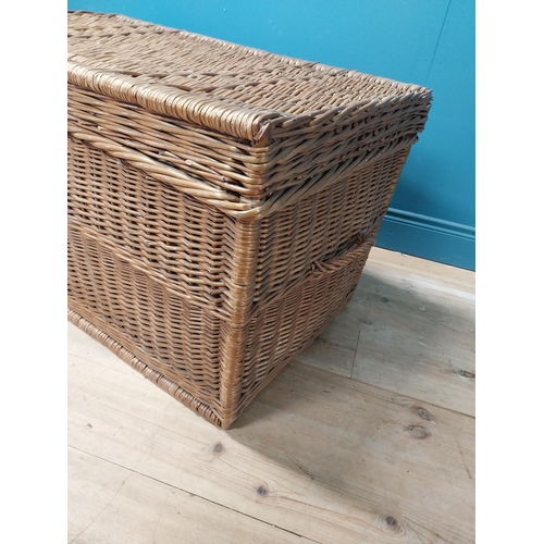 649 - Early 20th C. wicker laundry basket. {60 cm H x 110 cm W x 60 cm D}.