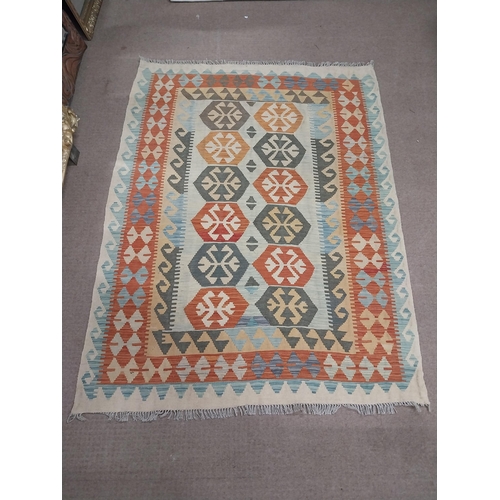 75 - Decorative Kilim carpet. {210 cm H x 148 cm W}.