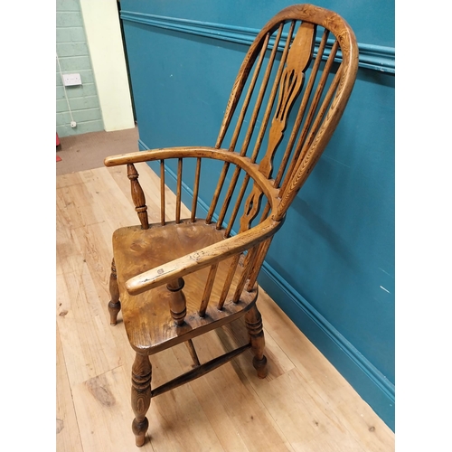 76 - 19th C. ash and elm Windsor armchair. {109 cm H x 60 cm W x 60 cm D}.