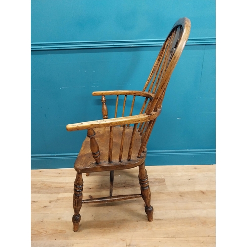 76 - 19th C. ash and elm Windsor armchair. {109 cm H x 60 cm W x 60 cm D}.