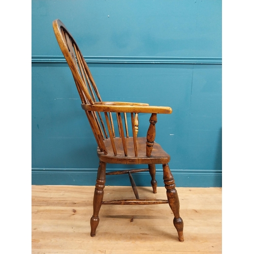 76 - 19th C. ash and elm Windsor armchair. {109 cm H x 60 cm W x 60 cm D}.