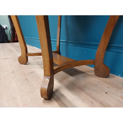 77 - 19th C. oak sewing table with fitted interior. {85 cm H x 83 cm W x 42 cm D}.