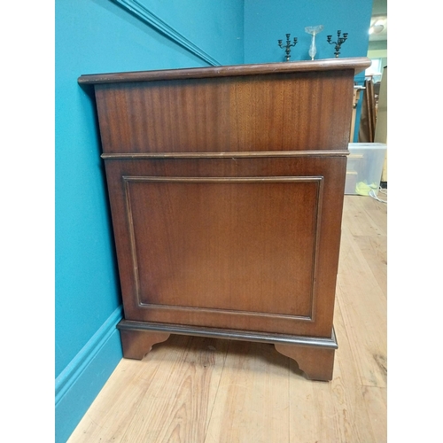 9 - Mahogany desk with tooled leather top in the Georgian style. {77 cm H x 120 cm W x 60 cm D}.