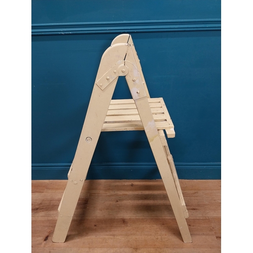 94 - Set of vintage painted pine ladders. {100 cm H x 70 cm W x 90 cm D}.