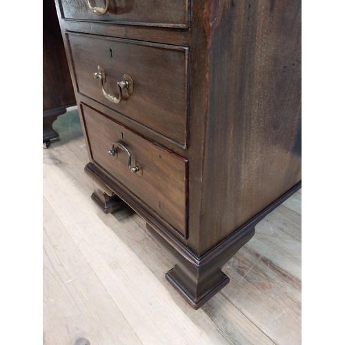 97 - Edwardian mahogany pedestal desk with drawers and tooled leather top. {77 cm H x 180 cm W x 75 cm D}... 