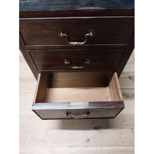 97 - Edwardian mahogany pedestal desk with drawers and tooled leather top. {77 cm H x 180 cm W x 75 cm D}... 