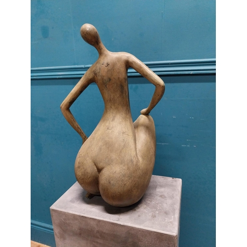 111 - Exceptional quality contemporary bronze sculpture of a Lady raised on slate base {106 cm H x 27 cm W... 