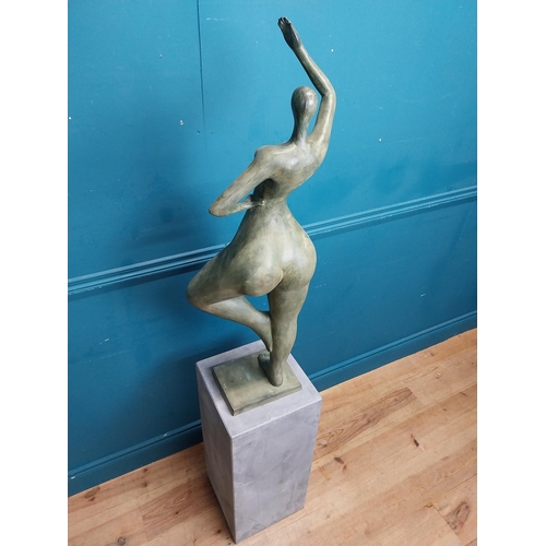 204 - Exceptional quality contemporary bronze sculpture of a Lady raised on slate base {166 cm H x 40 cm W... 