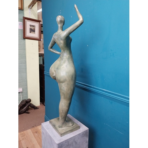 204 - Exceptional quality contemporary bronze sculpture of a Lady raised on slate base {166 cm H x 40 cm W... 