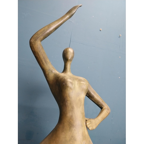 204 - Exceptional quality contemporary bronze sculpture of a Lady raised on slate base {166 cm H x 40 cm W... 