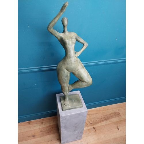 204 - Exceptional quality contemporary bronze sculpture of a Lady raised on slate base {166 cm H x 40 cm W... 