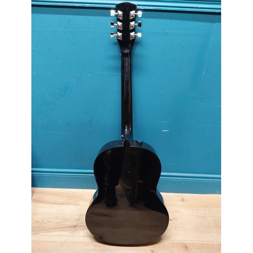 236 - Martin Smith 6 string acoustic Guitar with material case {104 cm H x 40 cm W x 10 cm D}.