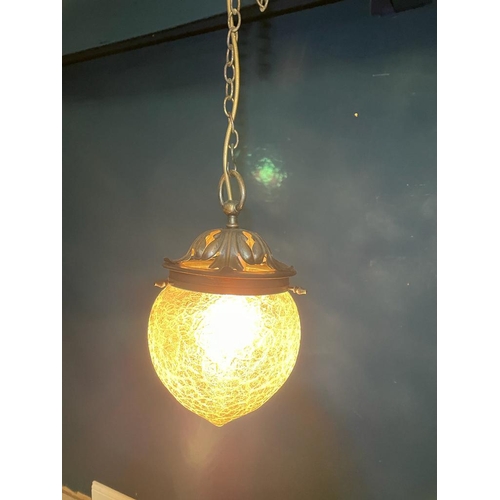 238 - Hanging glass light shade with original bronze gallery {}.