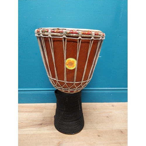 424 - African Bongo drum {63 cm H x 38 cm Dia.}.