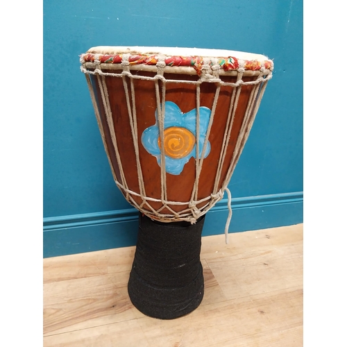 424 - African Bongo drum {63 cm H x 38 cm Dia.}.