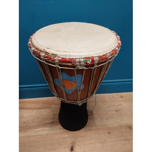 424 - African Bongo drum {63 cm H x 38 cm Dia.}.