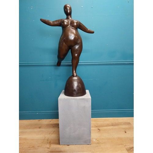 508 - Exceptional quality contemporary bronze sculpture of a curvy Lady raised on slate base {170 cm H x 7... 