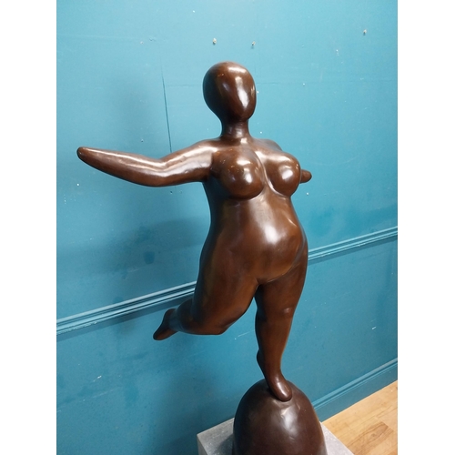 508 - Exceptional quality contemporary bronze sculpture of a curvy Lady raised on slate base {170 cm H x 7... 